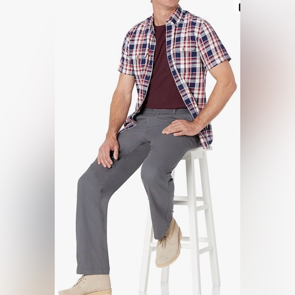 Classic Fit Flat Front Chino Pant in Grey - Picture 2 of 16